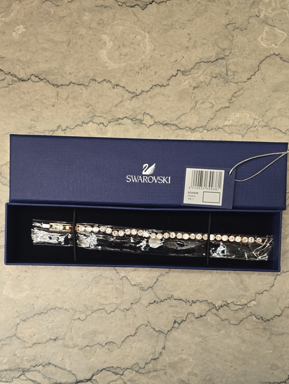 Swarovski Rose Gold Crystal Line Bracelet - Clear Crystals